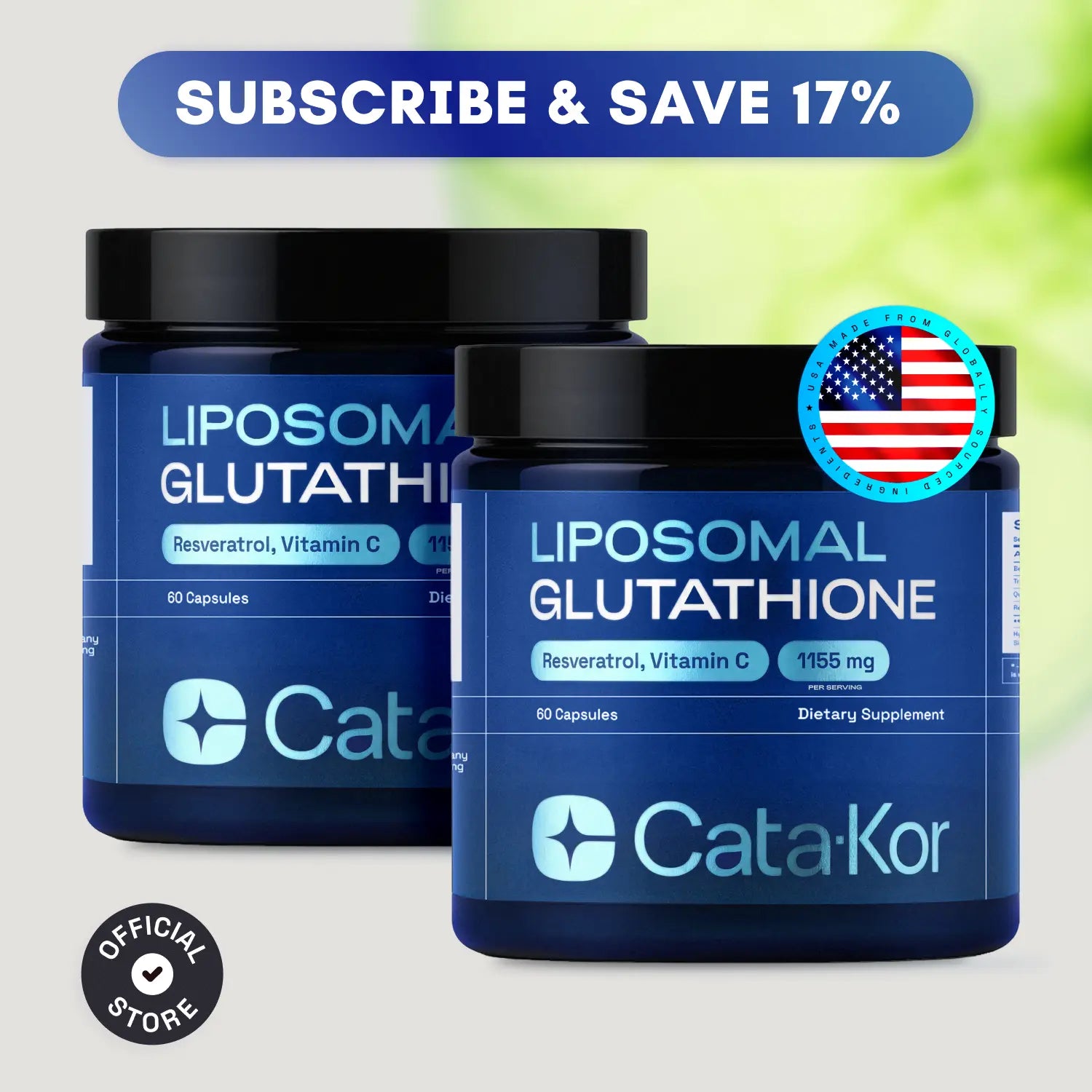 Cata-Kor Liposomal Glutathione Supplement – 1155 Mg | Vitamin C | Riboflavin (B2) | Selenium | Resveratrol Complex – Supports Antioxidant Defense & Cellular Health – Vitamin Dietary Supplement