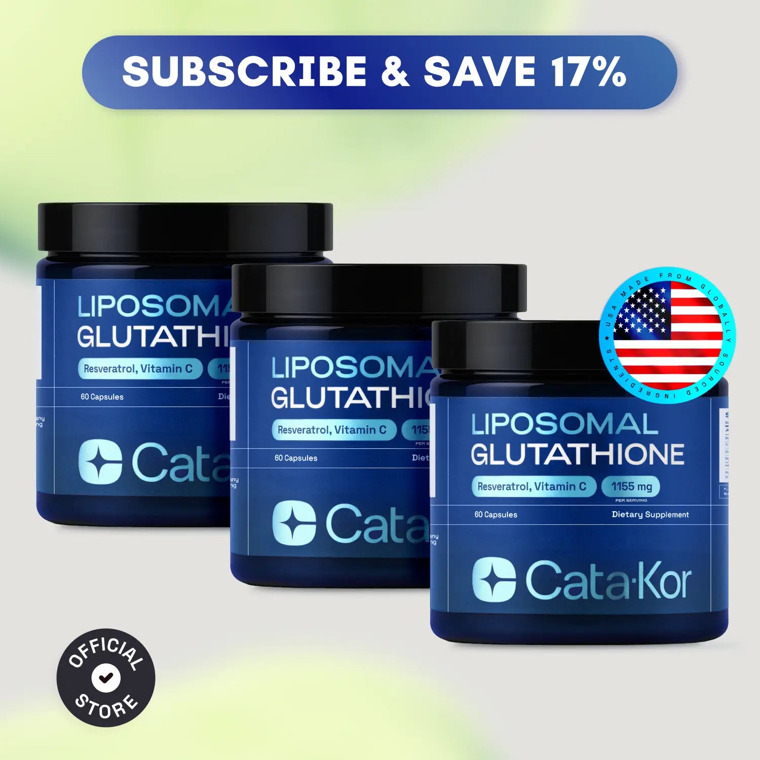 Cata-Kor Liposomal Glutathione Supplement – 1155 Mg | Vitamin C | Riboflavin (B2) | Selenium | Resveratrol Complex – Supports Antioxidant Defense & Cellular Health – Vitamin Dietary Supplement